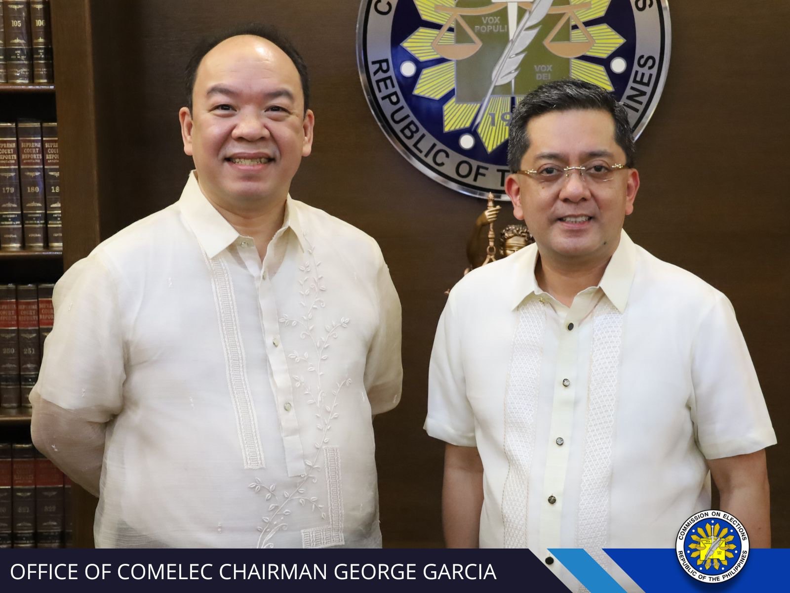 Newly appointed Comelec commissioner Ernesto Ferdinand Maceda Jr. with poll body chairman George Garcia. Comelec 