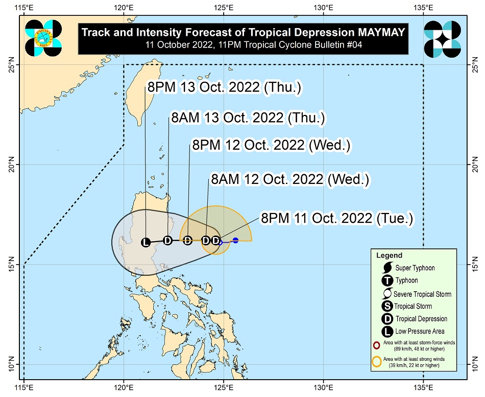 Forecast track of Tropical Depression Maymay. PAGASA