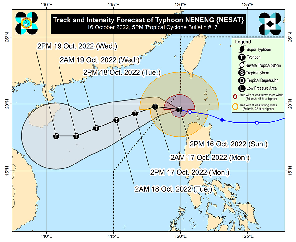 Forecast track of Typhoon Neneng. Image from PAGASA