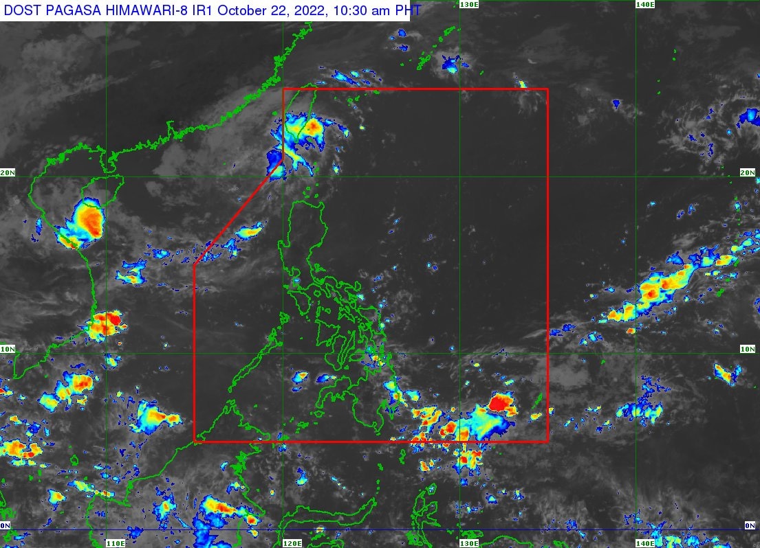 This PAGASA photo shows tropical depression Obet at 10:30 a.m. Saturday.