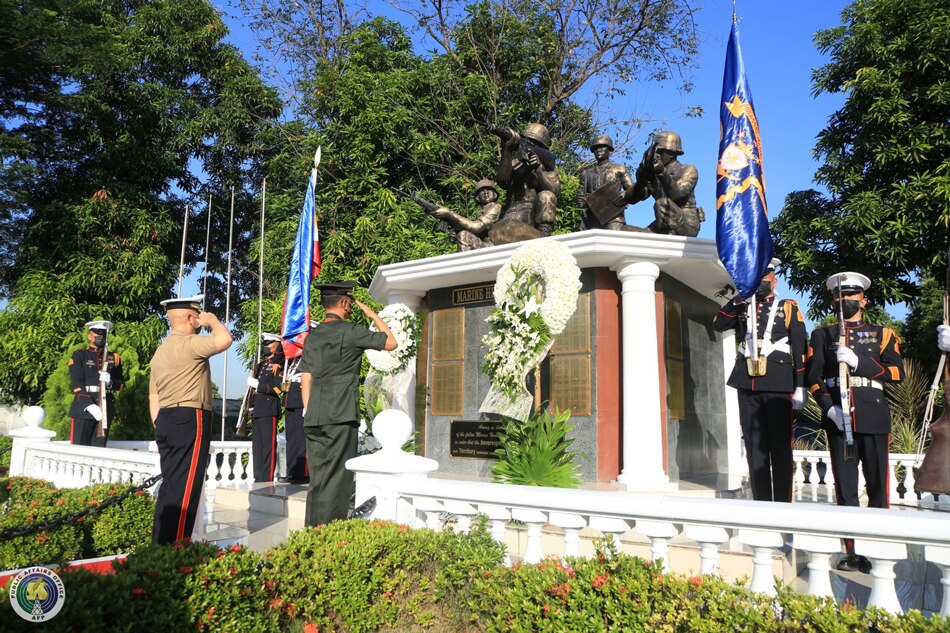 Armed Forces of the Philippines Chief of Staff Lt. Gen Bartolome Bacarro led the wreath-laying ceremony at the Marine Heroes Monument, Marine Barracks Rudiardo Brown, Fort Bonifacio, Taguig City on Nov. 7, 2022, as the Philippine Marine Corps (PMC) marks its 72nd anniversary. Photo by PO3 Viluan RET/PAO, AFP