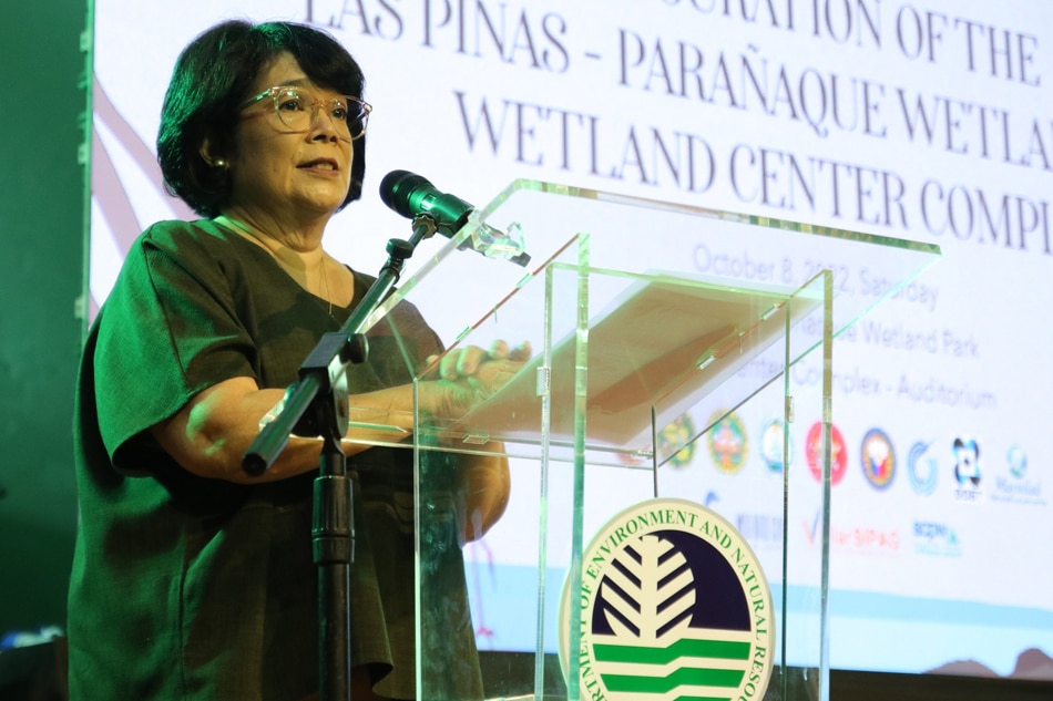 Department of Environment and Natural Resources Secretary Maria Antonia Yulo Loyzaga during the inauguration of the Las Piñas-Parañaque Critical Habitat and Ecotourism Area (LPPCHEA) Wetland Center Complex in Las Piñas City on October 8, 2022. Courtesy of the DENR