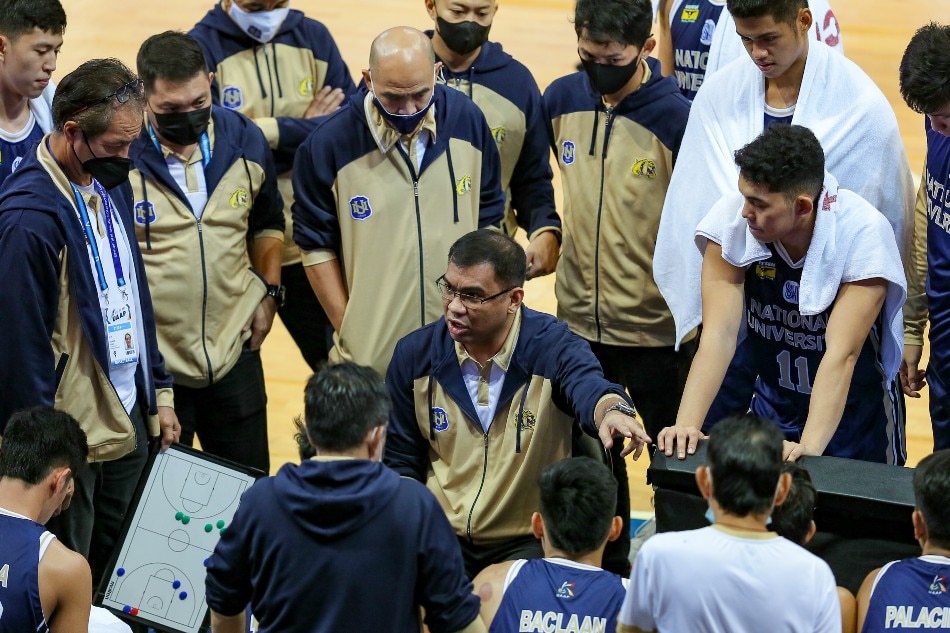 The National University Bulldogs head coach Jeff Napa during their match against the Adamson Soaring Falcons in the UAAP Season 85 men’s basketball tournament held at the Mall of Asia Arena in Pasay City on October 15, 2022. George Calvelo, ABS-CBN News