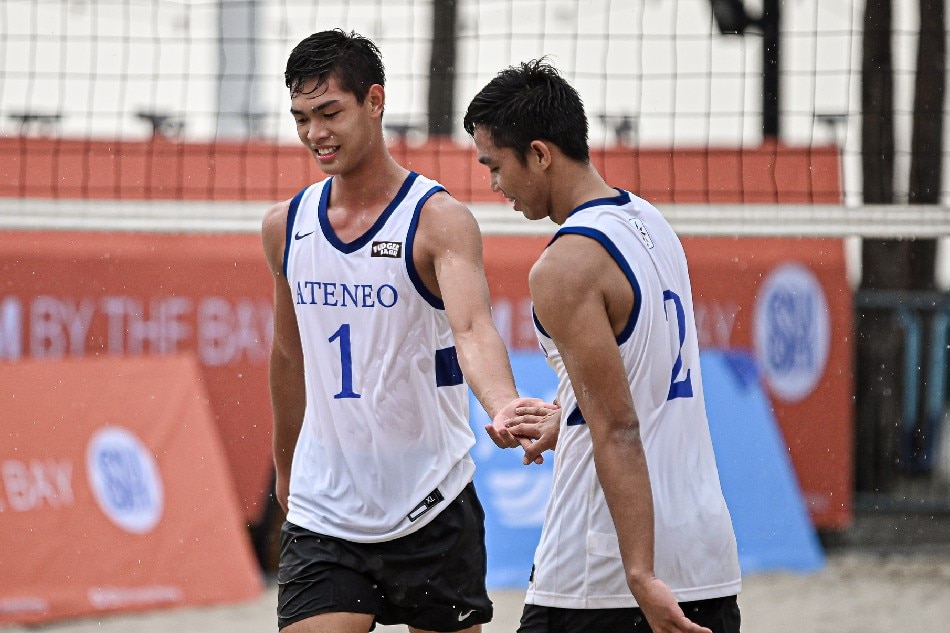 Ateneo's Jian Salarzon and Amil Pacinio are headed to the Final 4 of UAAP Season 85 men's beach volleyball. UAAP Media