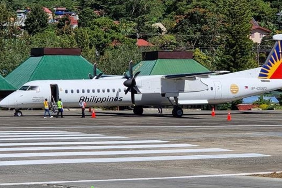 Philippine Airlines' De Havilland Dash 8 -400 New Generation aircraft as it landed at Loakan Airport in Baguio City. PAL will open the Cebu - Baguio route on Dec. 16. Photo: Cielo Villaluna, PAL