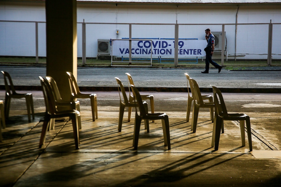 Empty chairs are seen at a vaccination site in in Marikina City on July 22, 2022. Jonathan Cellona, ABS-CBN News/File