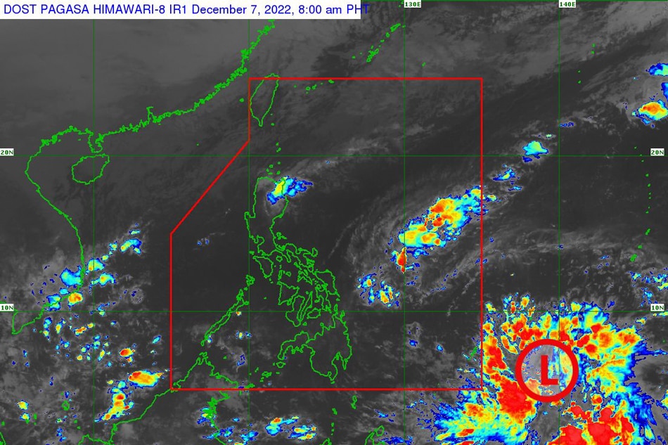 The low pressure area outside PAR at 8 a.m. of Dec. 7, 2022. PAGASA photo