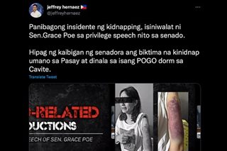 Isa pa umanong POGO-related kidnapping, isiniwalat ni Sen. Poe