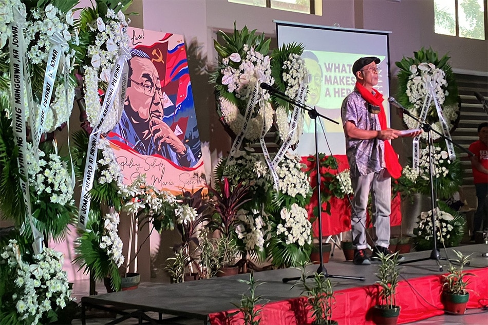 Martial law survivor Bonifacio Ilagan read some of Communist Party of the Philippines (CPP) Jose Maria 'Joma' Sison's works during his tribute protest held at the University of the Philippines Diliman last December 19, 2022. Photo by Josiah Antonio, ABS-CBN News.