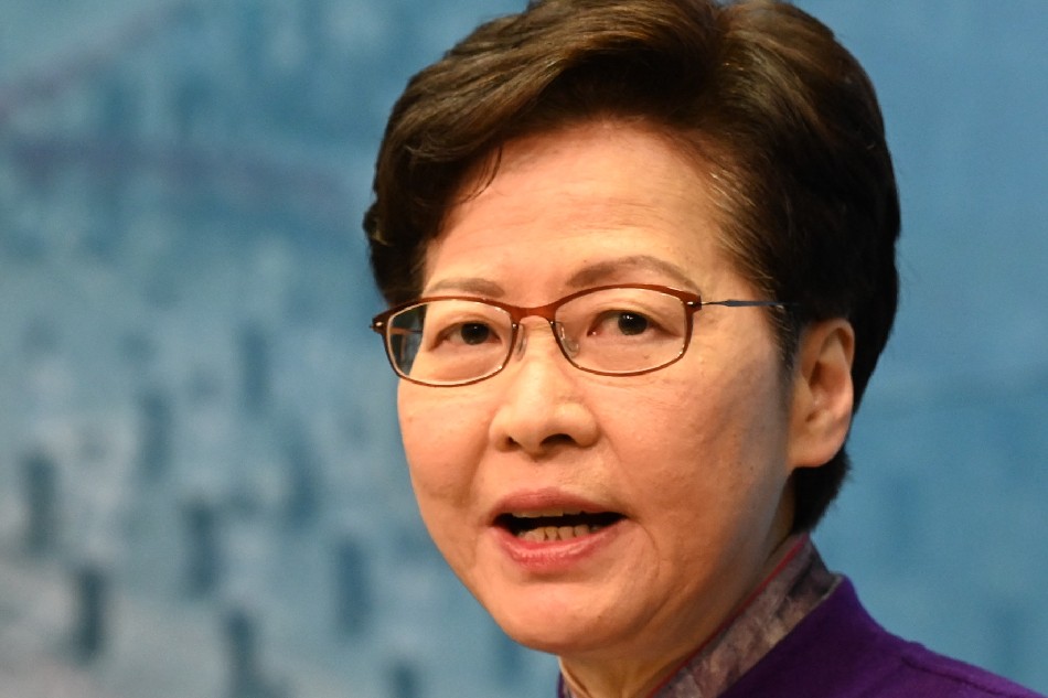 Hong Kong Chief Executive Carrie Lam speaks during a press conference at the government headquarters in Hong Kong on December 20, 2021. Peter Parks / AFP