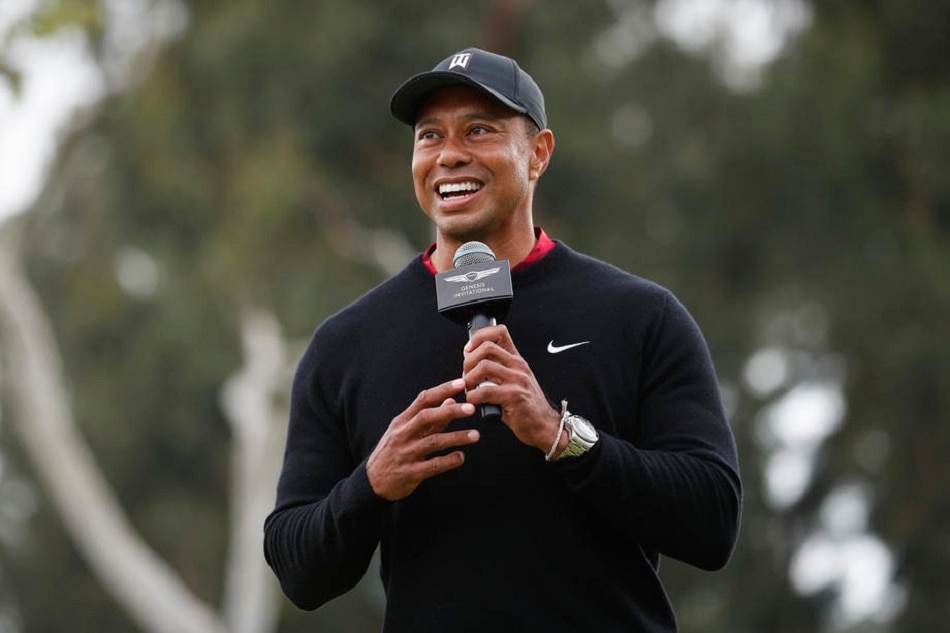 Tiger Woods speaks at Genesis Invitational tournament at the Riviera Country Club in Los Angeles on February 20 2022. Caroline Brehman, EPA-EFE/file