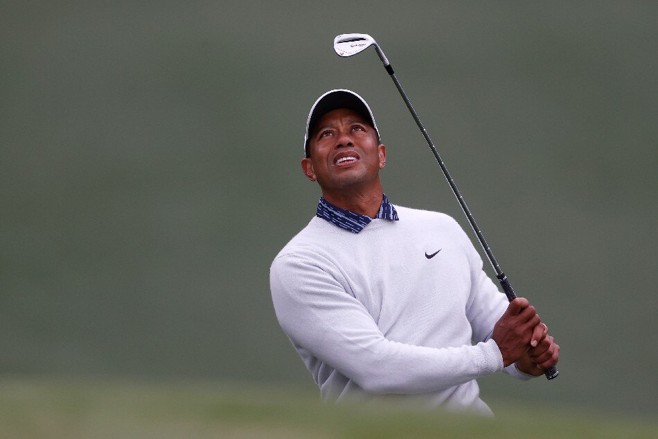 Tiger Woods of the US hits a flop shot from off the green on the seventh hole during the third round of the 2022 Masters Tournament at the Augusta National Golf Club in Augusta, Georgia, USA, 09 April 2022.  Tannen Maury, EPA-EFE