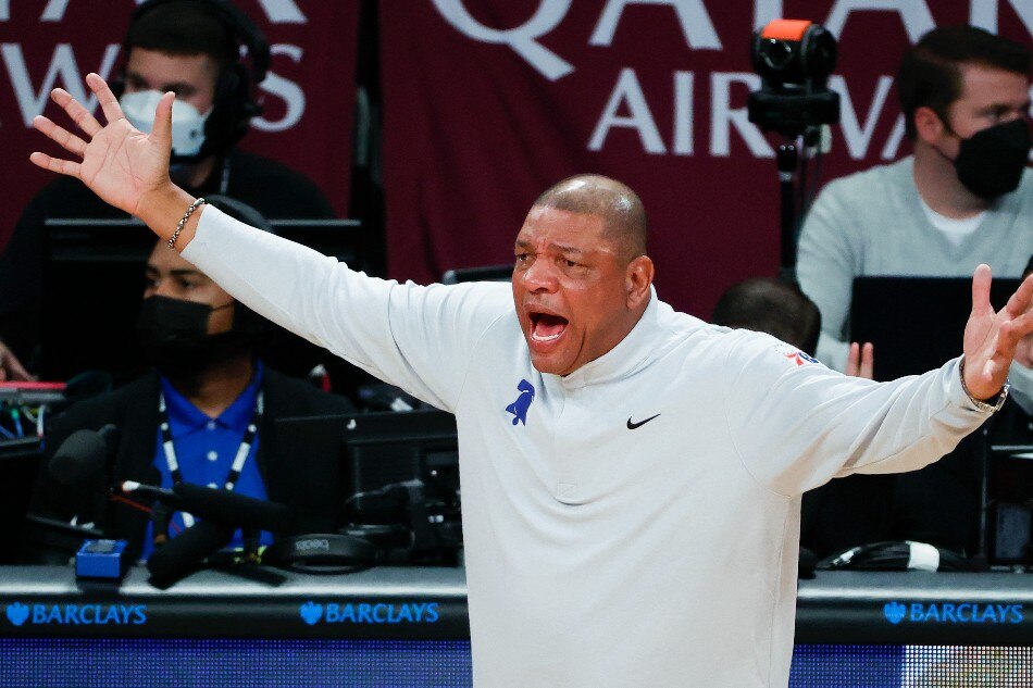 Philadelphia 76ers Head Coach Doc Rivers reacts during his team's game against the Brooklyn Nets at the Barclays Center in Brooklyn, New York, USA, 16 December 2021. File photo. Jason Szenes, EPA-EFE