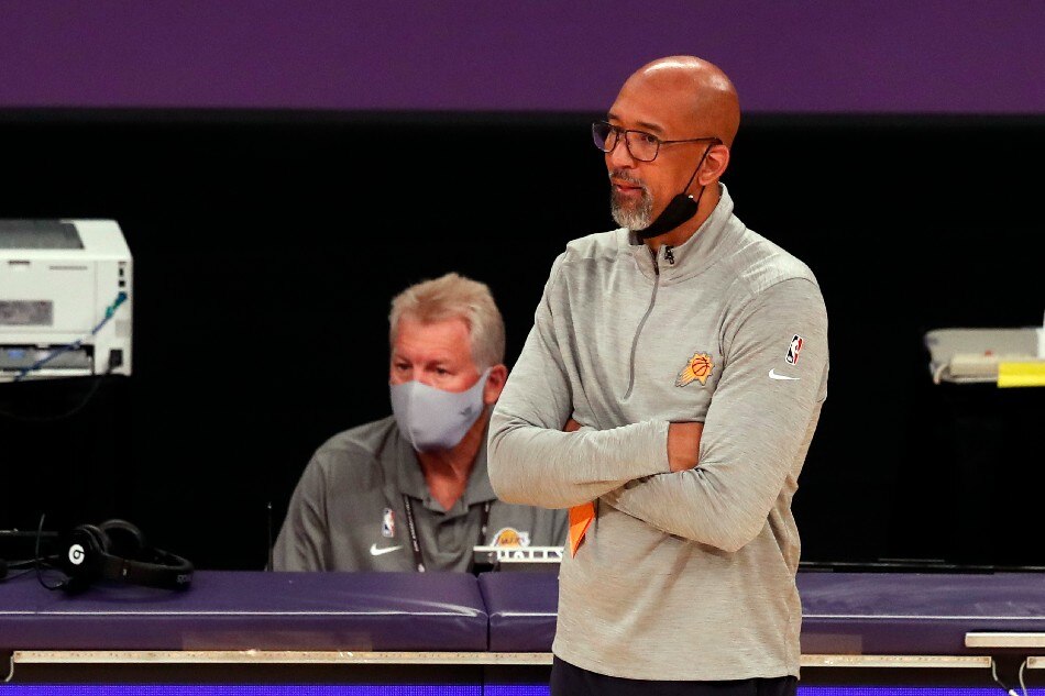 Phoenix Suns head coach Monty Williams reacts during the first quarter of Game 3 of the NBA playoffs between the Phoenix Suns and the Los Angeles Lakers at the Staples Center in Los Angeles, California, USA, 27 May 2021. File photo. Etienne Laurent, EPA-EFE