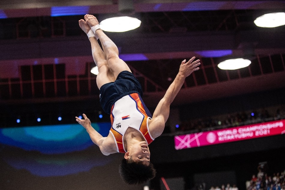 Yulo bagged the men’s all-around and floor exercise gold and the silver in the parallel bars, vault, pommel horse, rings, and vault at the 2019 SEA Games. AFP/file