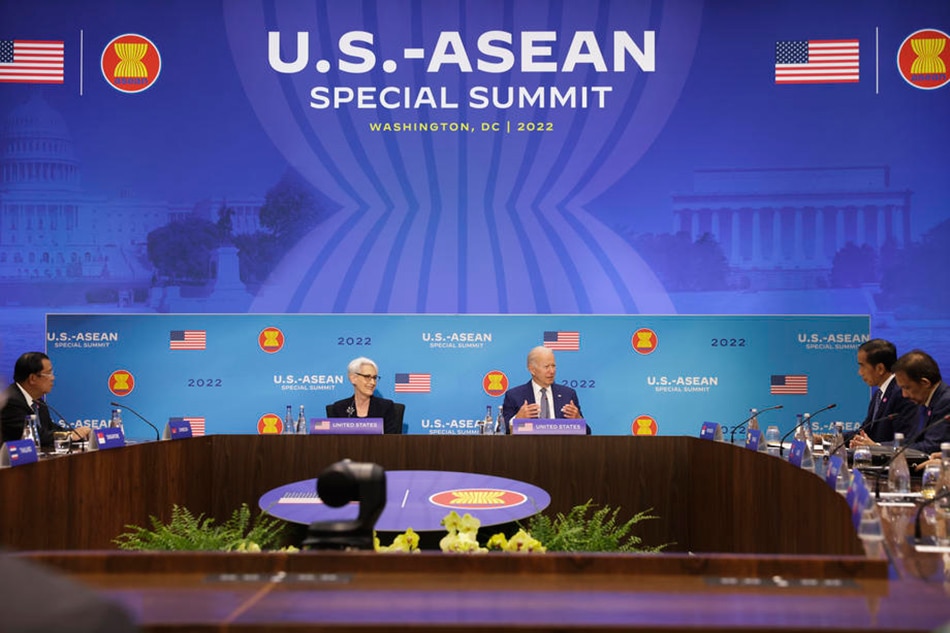 US Deputy Secretary of State Wendy R. Sherman (C-L) and US President Joe Biden (C-R) attend the US-ASEAN Special Summit in Washington, DC, on May 13, 2022. Oliver Contreras/EPA-EFE/POOL 