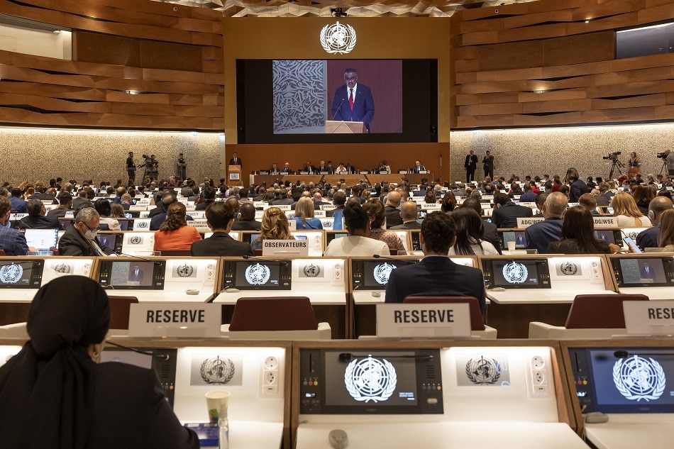 Tedros Adhanom Ghebreyesus, Director General of the World Health Organization (WHO), delivers his statement, during the first day of the 75th World Health Assembly at the European headquarters of the United Nations in Geneva, Switzerland, 22 May 2022. Salvatore Di Nolfi, EPA-EFE