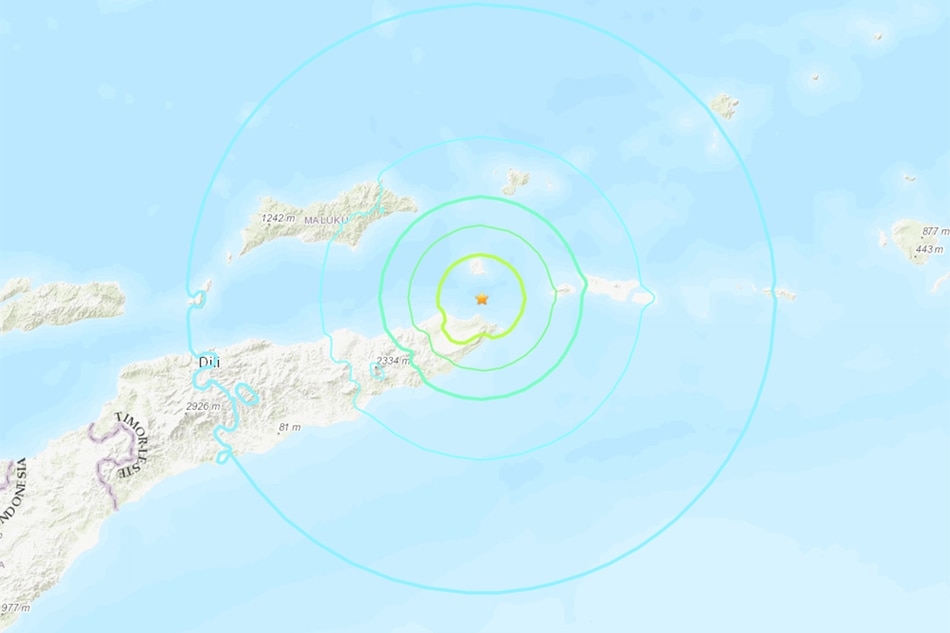 This screenshot shows the epicenter of a strong quake that struck off the coast of East Timor. USGS website 