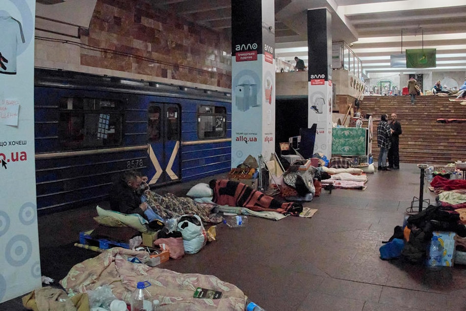 Makeshift housing is seen in a train station in Kharkiv, Ukraine on May 24, 2022. Sergey Kozlov, EPA-EFE/file