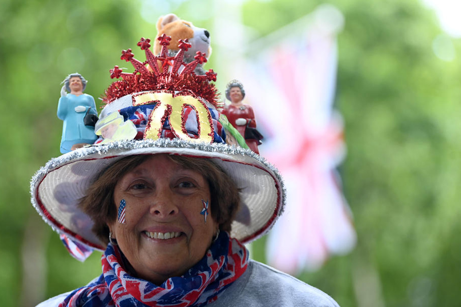 Royal fan Donna Werner queues on The Mall ahead of the Platinum Jubilee of Britain