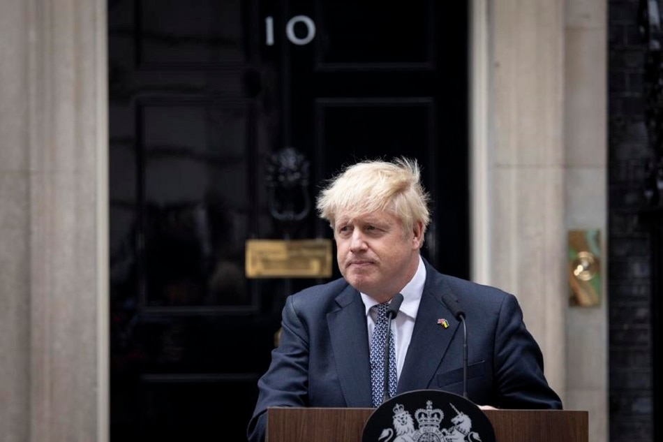 British Prime Minister Boris Johnson announces his resignation as leader of the Conservative Party in Downing Street, London, July 7, 2022. He resigned as Tory Party leader after he lost support in his own government and party. He is expected to stay in post until a successor is elected, expected to be in the autumn. Tolga Akmen, EPA-EFE