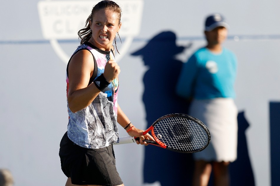 Daria Kasatkina of Russia reacts after winning a game in the third set against Shelby Rogers of the USA during their finals match at the women's Mubadala Silicon Valley Classic tennis tournament at San Jose State University in San Jose, California, USA, 07 August 2022.  John Mabanglo, EPA-EFE