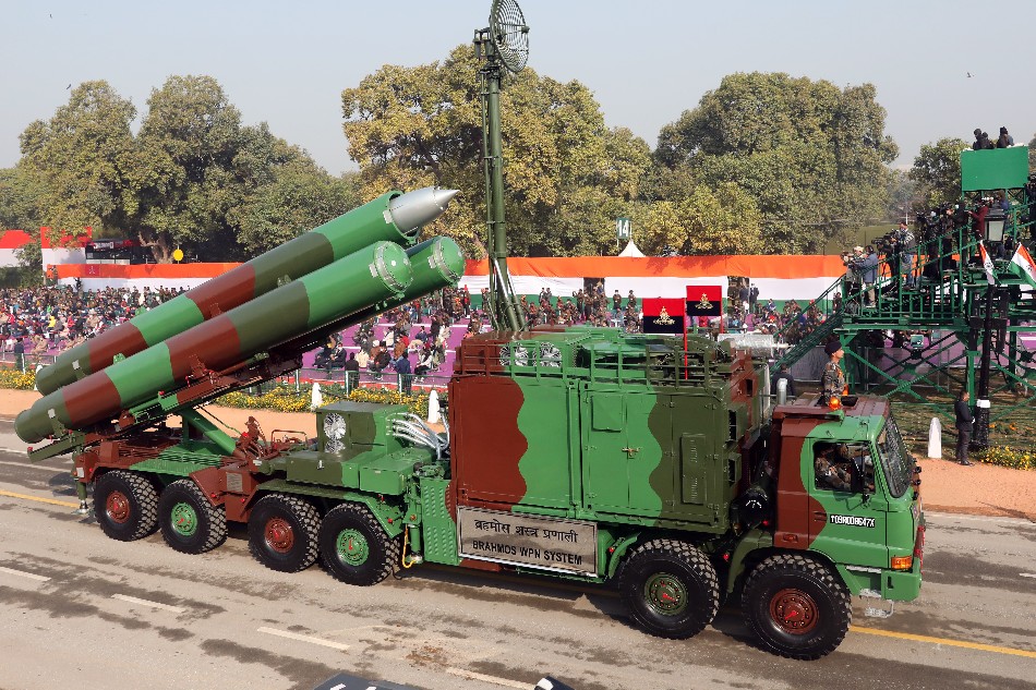 Brahmos WPN System rolls past Rajpath during the 72nd Republic Day celebrations in New Delhi, India, 26 January 2021. The Republic Day of India marks the adoption of the constitution of India and the transition of the country to a Republic on 26 January 1950. EPA-EFE/HARISH TYAGI