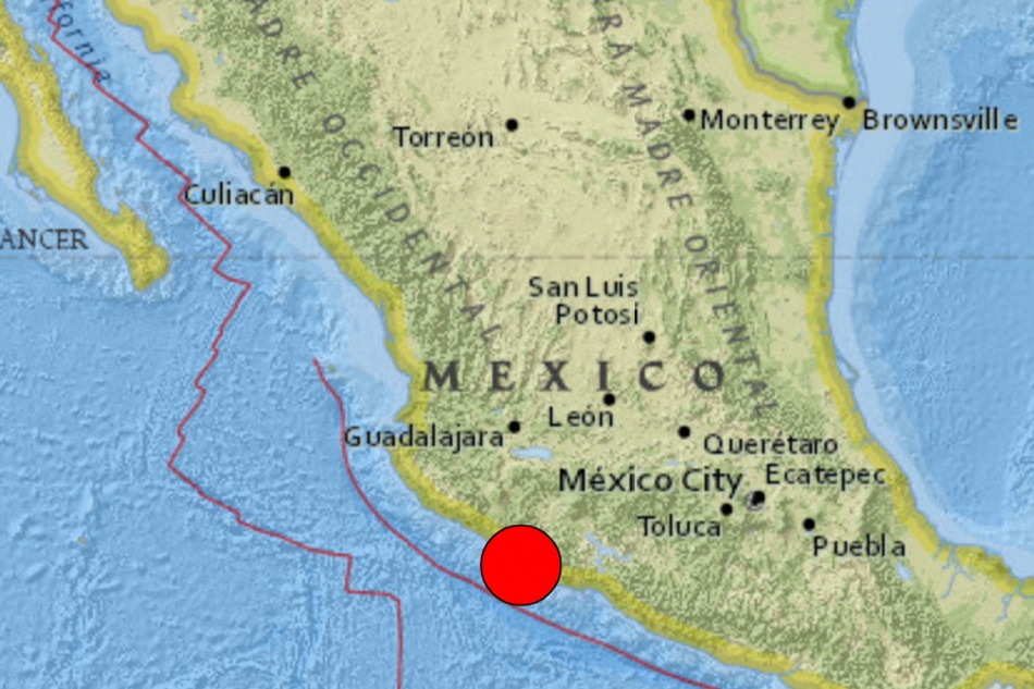 The epicenter was located 59 kilometers south of Coalcoman in the state of Michoacan on the Pacific coast and several hundred kilometers west of Mexico City, according to Mexican seismologists. USGS screenshot