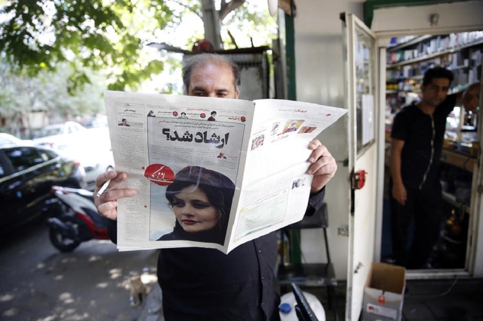 Iranian daily newspapers reporting Mahsa Amini’s death, in Tehran, Iran, September 18, 2022. Abedin Taherkenareh, EPA-EFE