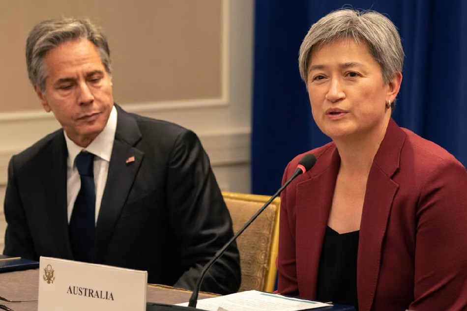Australian Foreign Minister Penny Wong speaks next to US Secretary of State Antony Blinken as they attend a meeting of the Quadrilateral Security Dialogue in New York on Sept. 23, 2022. Photo: AFP, via South China Morning Post