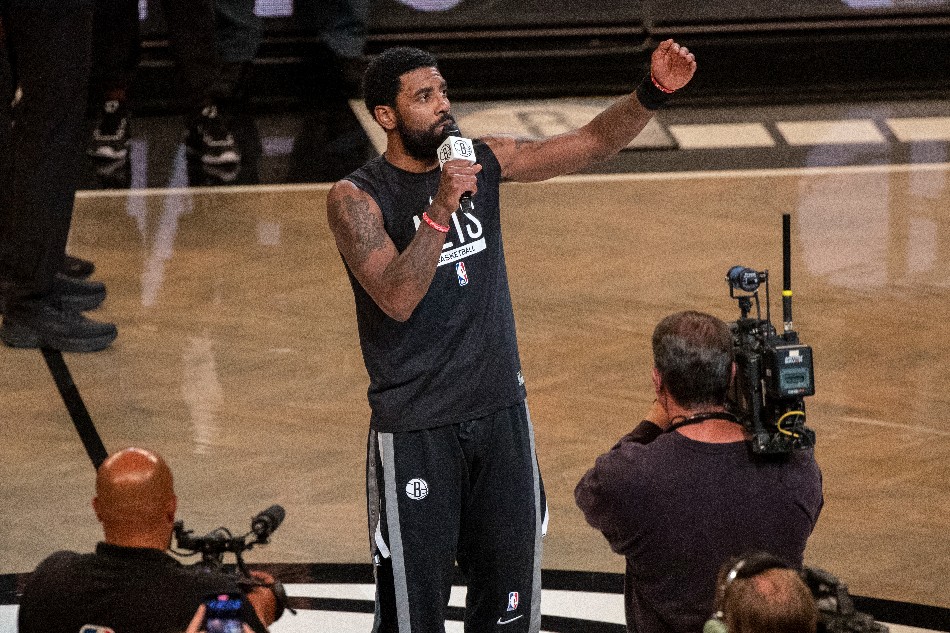 Nets player Kyrie Irving makes an announcement, asking for Brittney Griner