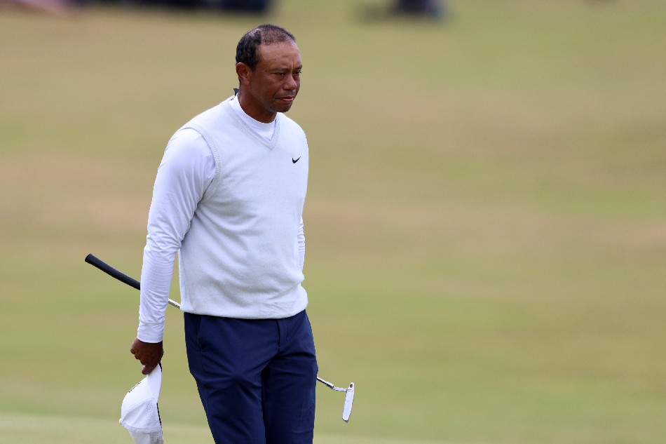 US golfer Tiger Woods on the 18th hole after missing the cut during the second round at the 150th Open Golf Championships in St. Andrews, Scotland, Britain, 15 July 2022. Robert Perry, EPA-EFE