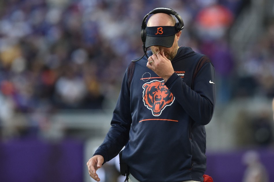 Chicago Bears head coach Matt Nagy reacts against the Minnesota Vikings during the fourth quarter at U.S. Bank Stadium. Jeffrey Becker, USA TODAY Sports/Reuters.