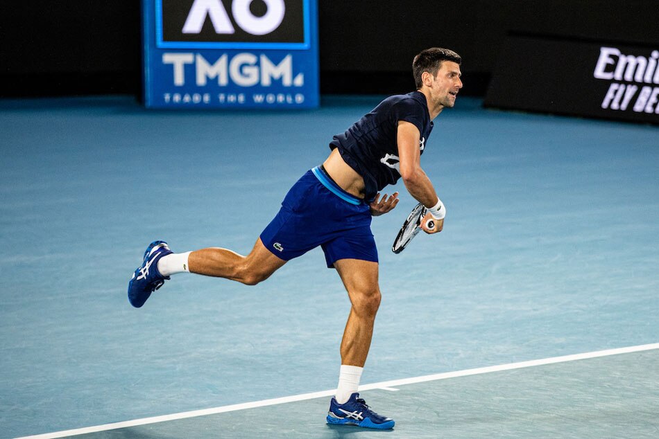  Serbian tennis player Novak Djokovic practices at Melbourne Park as questions remain over the legal battle regarding his visa to play in the Australian Open in Melbourne, Australia. Diego Fedele, AAP Image via Reuters