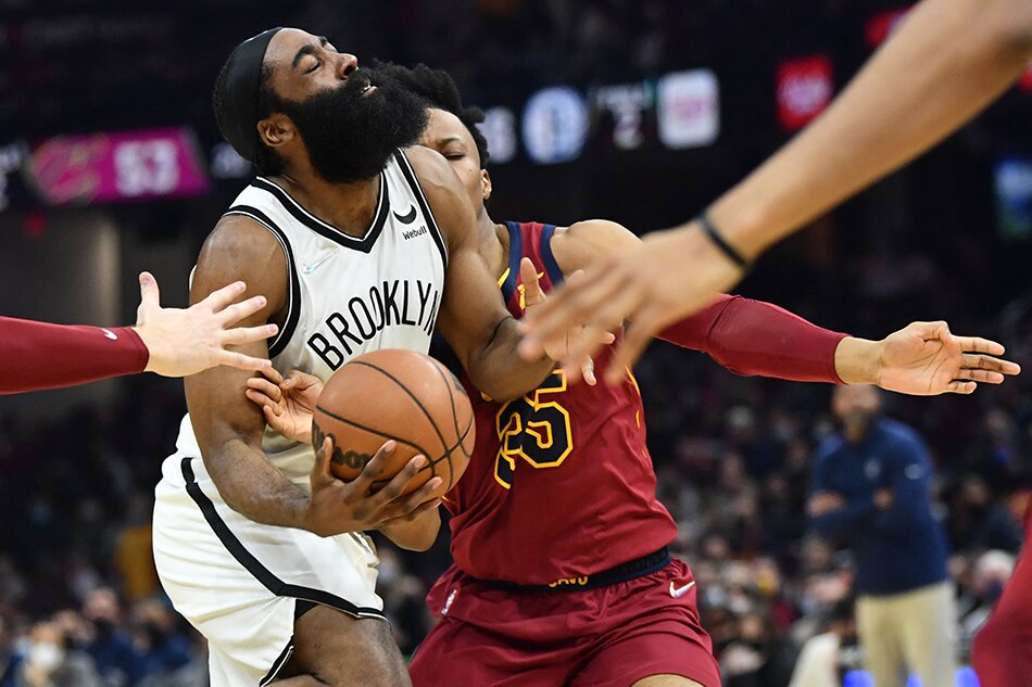Nets guard James Harden drives to the basket during their game against Cleveland on January 17, 2022. Ken Blaze, USA Today Sports/Reuters