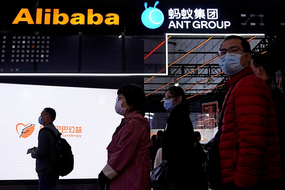 Signs of Alibaba Group and Ant Group are seen during the World Internet Conference (WIC) in Wuzhen, Zhejiang province, China, November 23, 2020. Aly Song, Reuters/File Photo