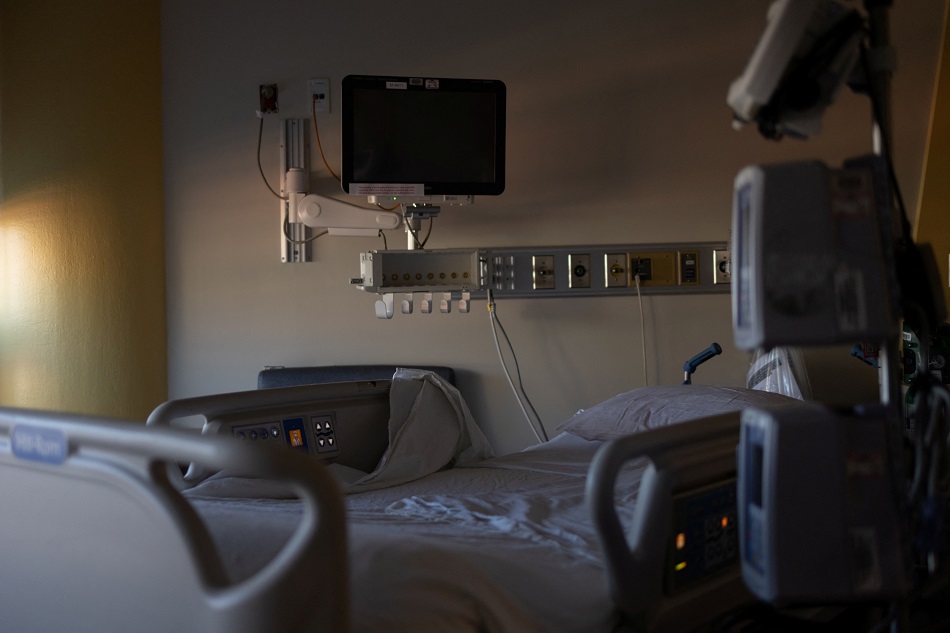 An empty bed is pictured at the Children