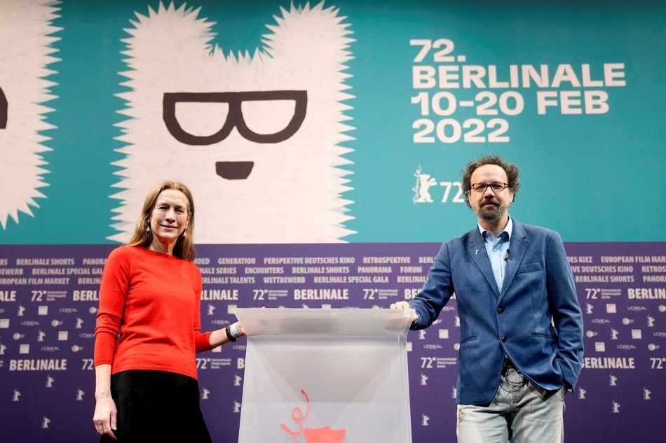 Artistic director Carlo Chatrian, right, and managing director Mariette Rissenbeek, of the International Berlin Film Festival Berlinale pose for photographers during a media event, prior to the official program presentation for the festival, in Berlin, Germany. Markus Schreiber, Pool via Reuters