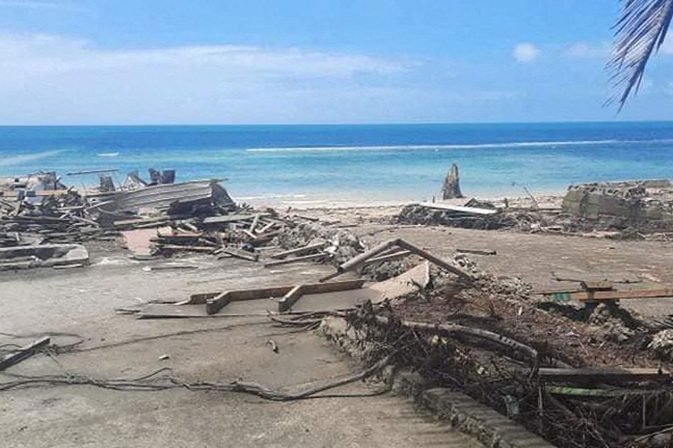 A view of a beach and debris following volcanic eruption and tsunami, in Nuku'alofa, Tonga January 18, 2022 in this picture obtained from social media on January 19, 2022. Courtesy of Marian Kupu/Broadcom Broadcasting FM87.5 /via Reuters