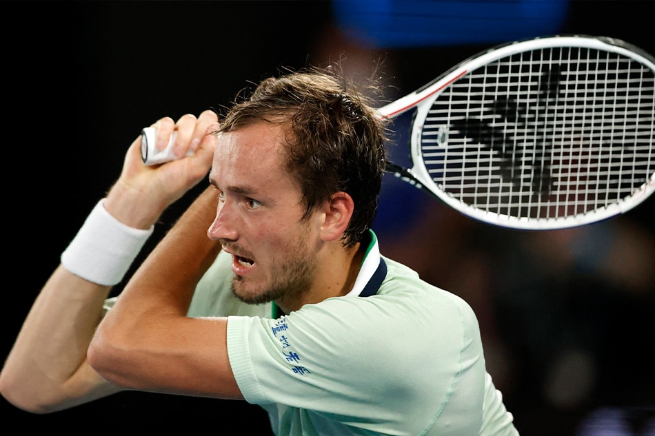 Russia's Daniil Medvedev in action during his quarterfinal match against Canada's Felix Auger Aliassime at the Australian Open in Melbourne on January 26, 2022. Asanka Brendon Ratnayake, Reuters