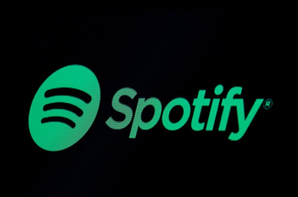 The Spotify logo is displayed on a screen on the floor of the New York Stock Exchange in New York. Brendan McDermid, Reuters