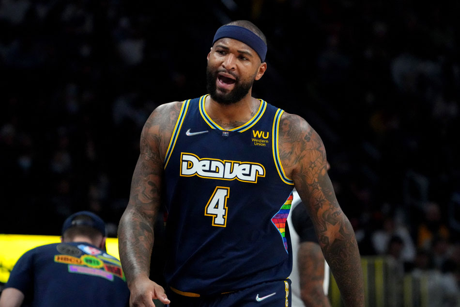 Denver Nuggets center DeMarcus Cousins (4) reacts during the second quarter against the Brooklyn Nets at Ball Arena. Ron Chenoy, USA TODAY Sports via Reuters