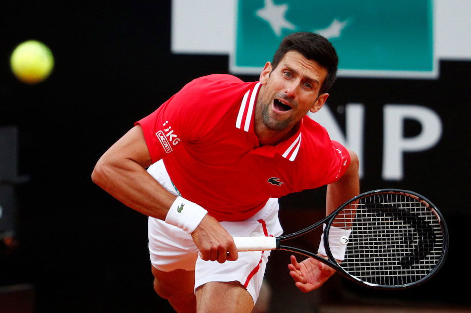  Serbia's Novak Djokovic in action during in this May 16, 2021 file photo. Guglielmo Mangiapane, Reuters