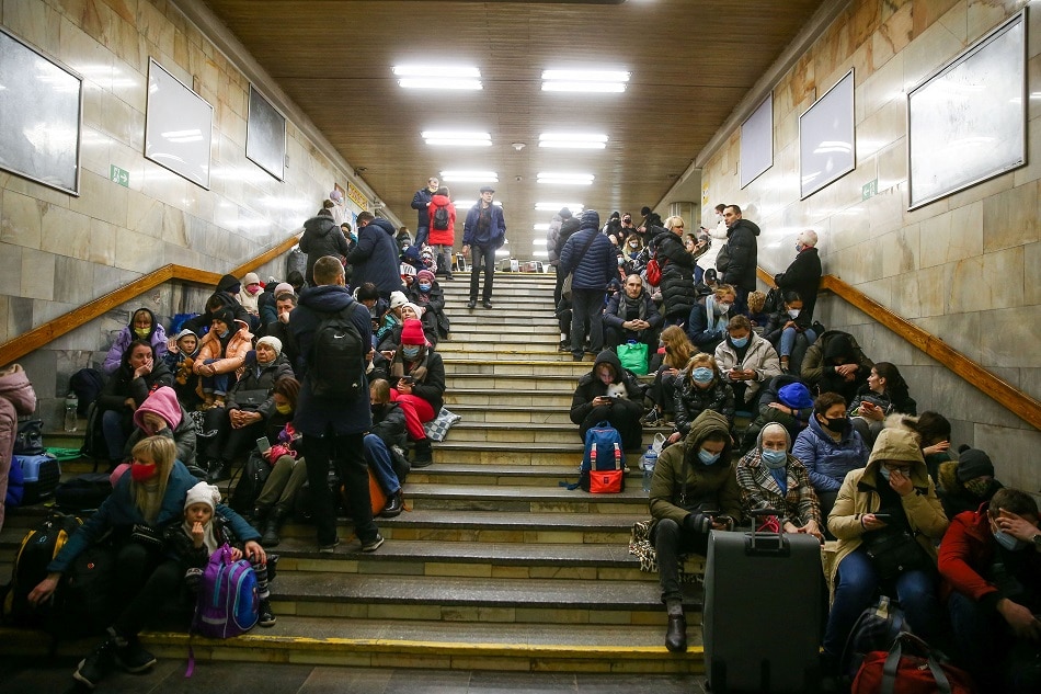 People take shelter in a subway station, after Russian President Vladimir Putin authorized a military operation in eastern Ukraine, in Kyiv, Ukraine February 24, 2022. Viacheslav Ratynskyi, Reuters