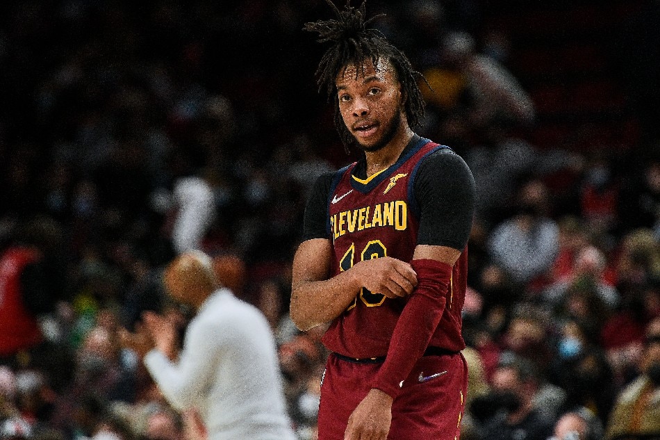 Cleveland Cavaliers guard Darius Garland (10) during a break in the action in the second half against the Portland Trail Blazers at Moda Center. The Cavaliers won 114-101. Troy Wayrynen, USA TODAY Sports via Reuters