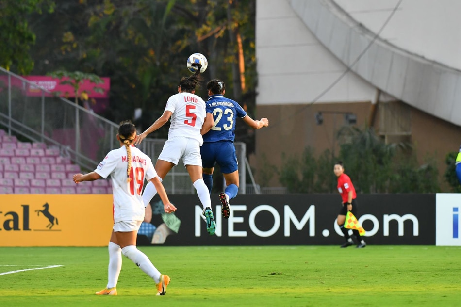 Philippine defender Hali Long in action against Thailand's Miranda Nild in the AFC Women's Asian Cup. Photo courtesy of the AFC.