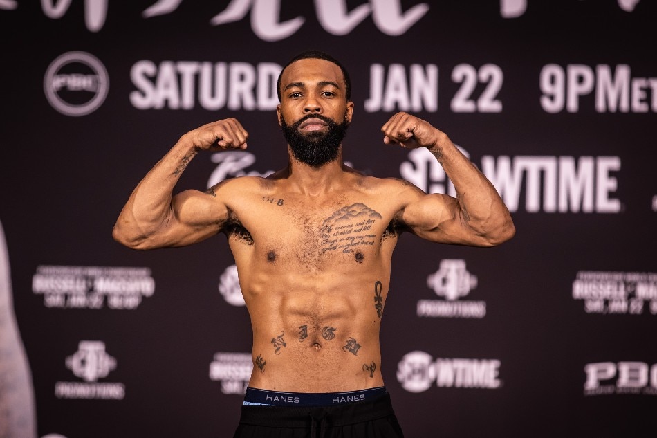 Former world champion Gary Russell Jr. during the weigh-in for his title defense against Mark Magsayo. Amanda Westcott, Showtime.