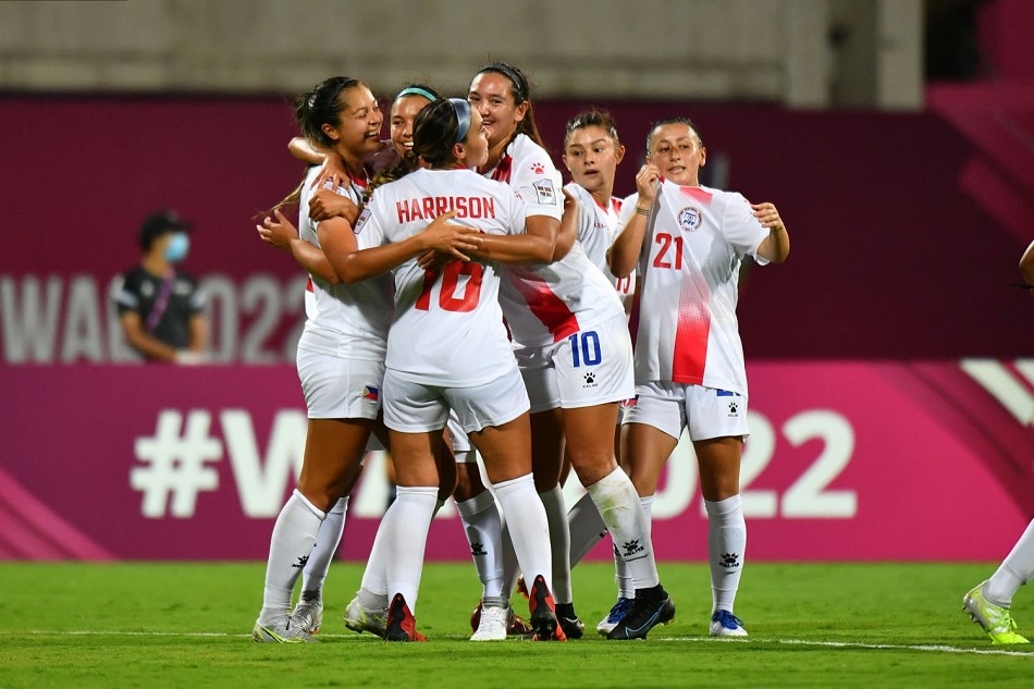The Filipinas celebrate Chandler McDaniel's goal against Thailand. Photo courtesy of the AFC.