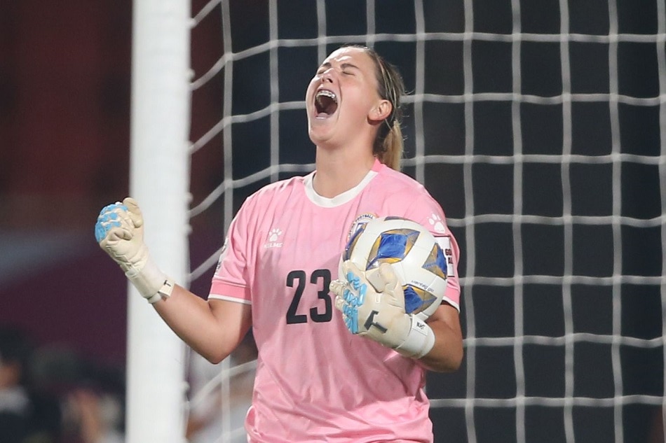 Philippines goal-keeper Olivia McDaniel earned Player of the Match honors after her heroics in the penalty shootout. Photo courtesy of the AFC