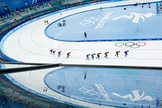 Speed skaters warm up for 2022 Winter Olympics